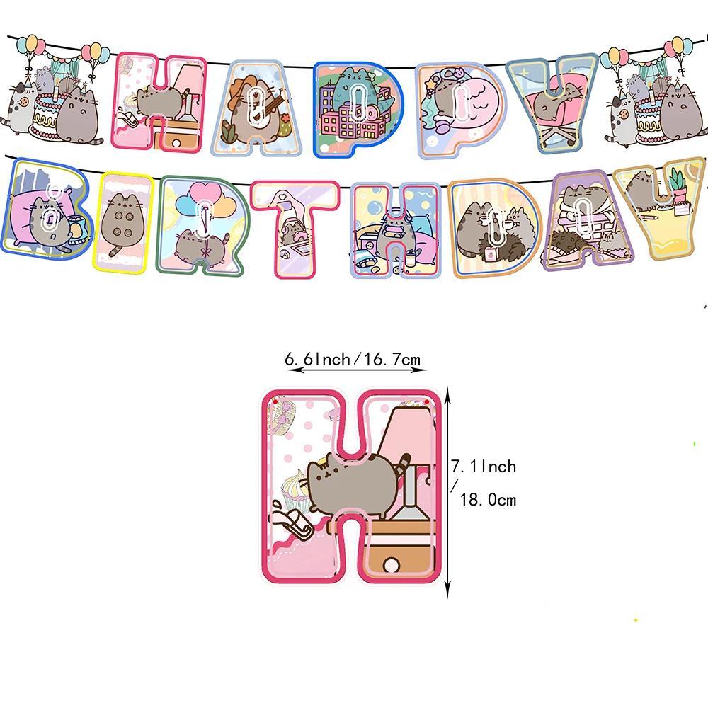 Hot kawaii Anime Pangji Cat Birthday Party sposable Banner Cake Topper Hanging Flag Pangji Cat Ballo