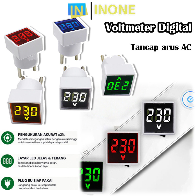 IN-Stop Kontak Steaker Volt Meter Tester / Voltase Tegangan Listrik Digital AC 220v /Alat Pengukur V