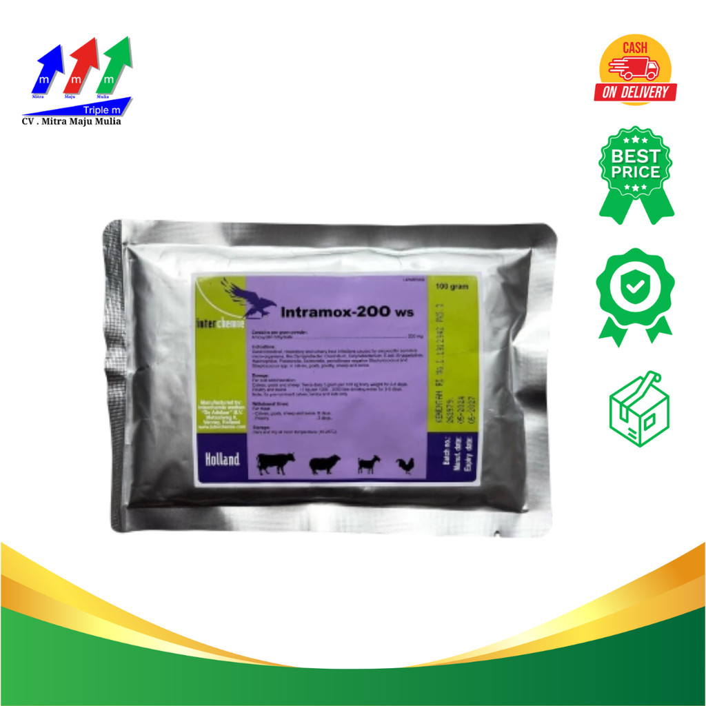 Intramox 200 WS 100 gram - Mengobati Infeksi Saluran Pencernaan dan Pernafasan Hewan Ternak