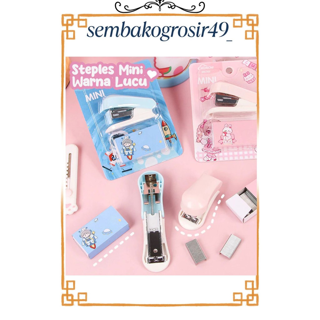 

SG49 Staples Mini Set Stapler Portable Lucu Karakter Aksesoris Perlengkapan Kantor Free Isi Staples
