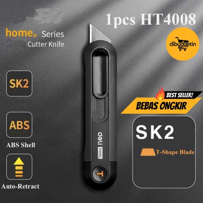 

Deli Pisau Cutter Auto Retract ABS T Shape Blade SK2 - HT4008
