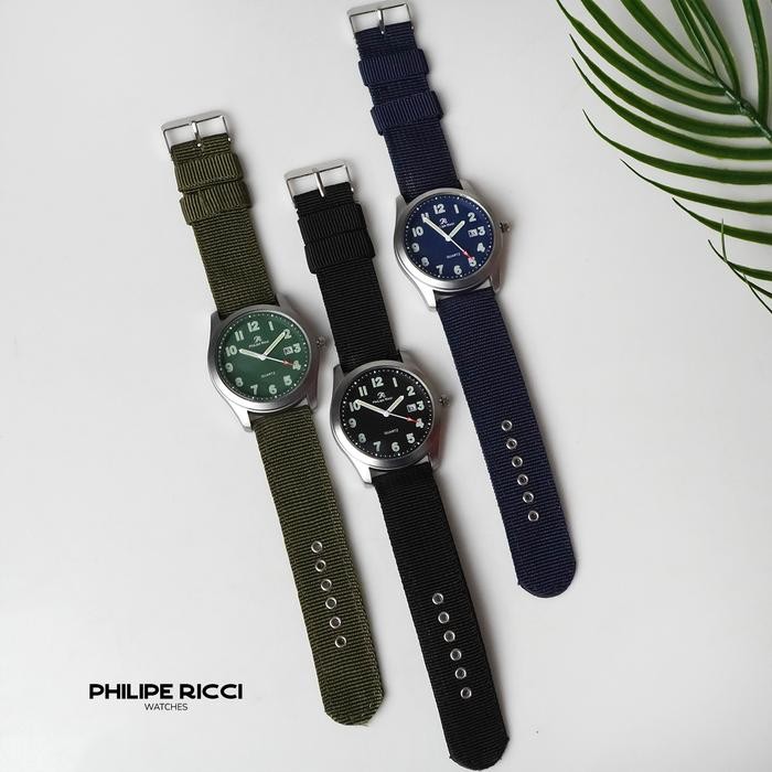 PhiLipe Ricci Jam Tangan Pria Kanvas Keren Simple Terbaru Cowok Kecil 7662 Men Watches Free Box - Ar