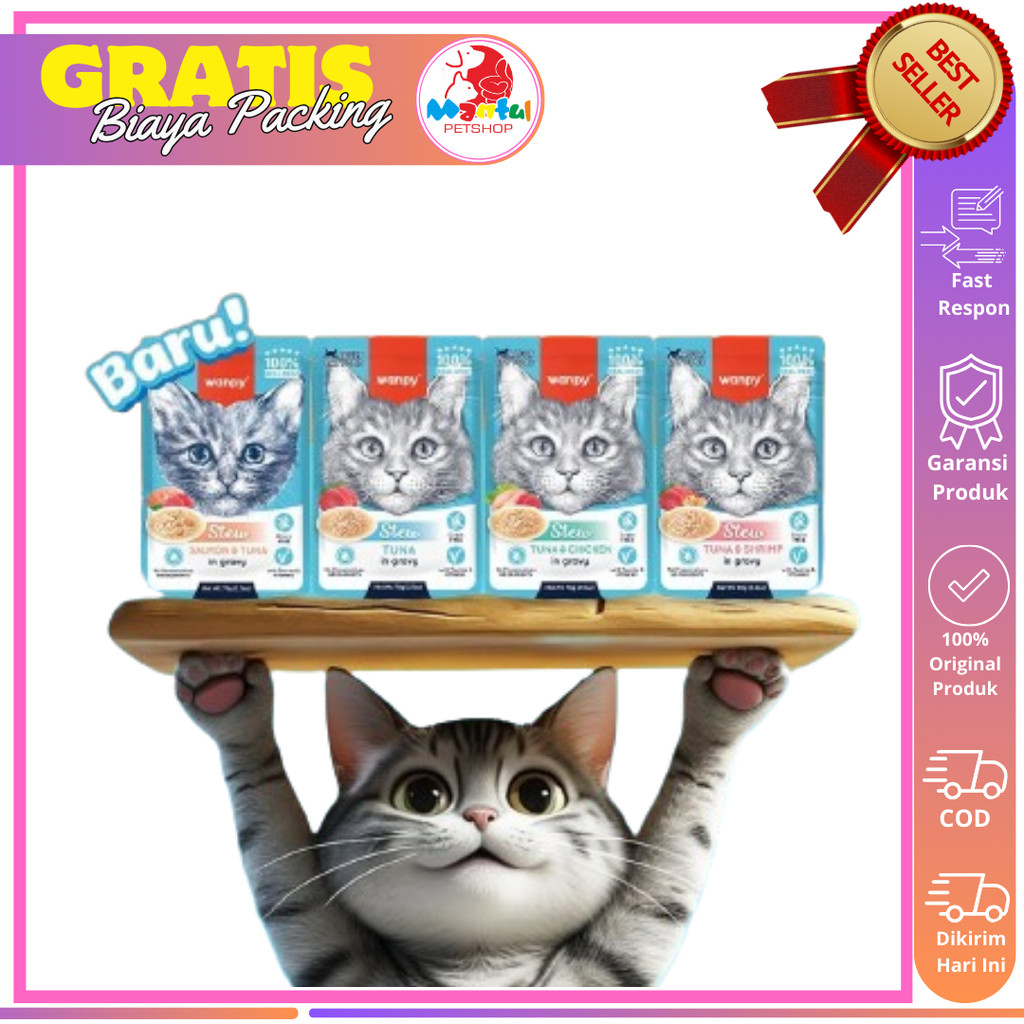 Makanan Kucing WANPY RETORT CAT Stew Retort Pouch 70GR