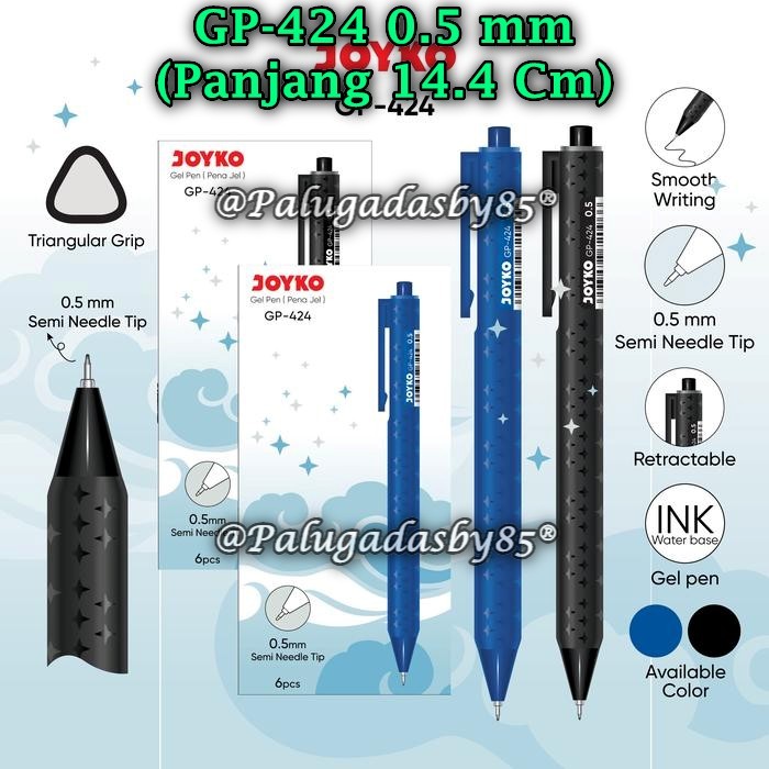 

(1 Pak Isi 6 Pcs) Gelpen JOYKO GP-424 0.5 mm / JOYKO Gel Pen Pulpen Pena GP-424 0.5 mm (1 Pak/6)