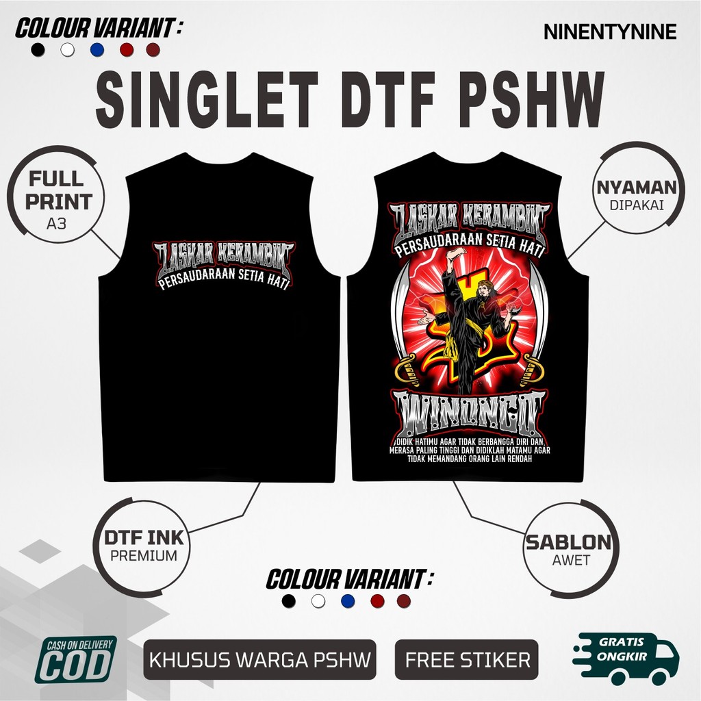 KAOS SINGLET PSHW PERSAUDARAAN LASKAR KERAMBIK WINONGO SINGLET PSHW TERBARU - SINGLET PSHW LAMBANG -