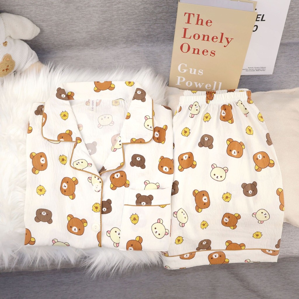 

Rilakkuma Women Pajamas Set Cute Summer Casual Homewears Girls Adult Kawaii Short Two Piece Suit Kids Birthday Gifts Hot Selling