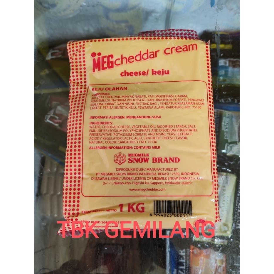 

HOT PRODUK Meg cheddar cream cheese 2 kg & 1 kg keju - 1kg