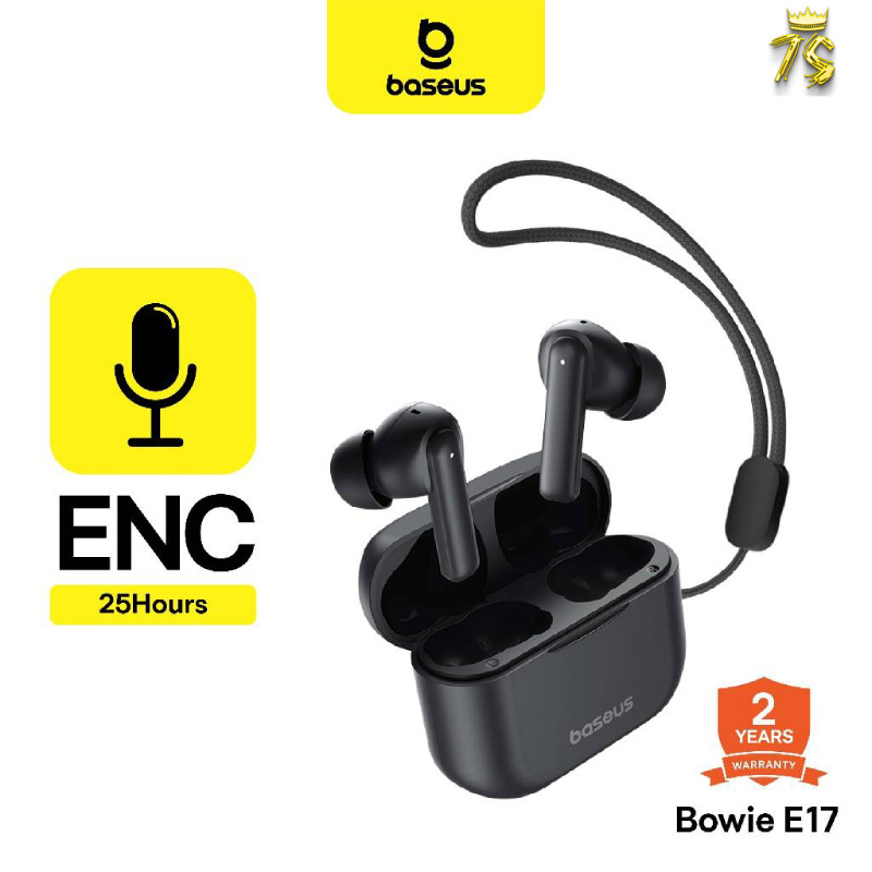 BASEUS TWS Bowie E17 True Wireless Bluetooth Earphone Earbuds TWS 25H - Listening ENC Lanyard - Gara