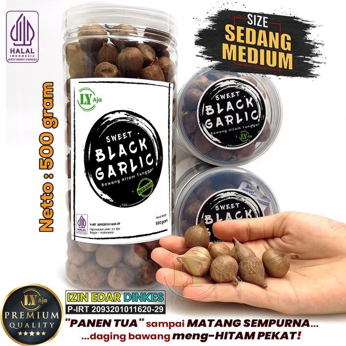 

Bawang Hitam Tunggal LY Aja Sweet Black Garlic 500g Premium Jumbo Besar Sedang Kecil - Sedang