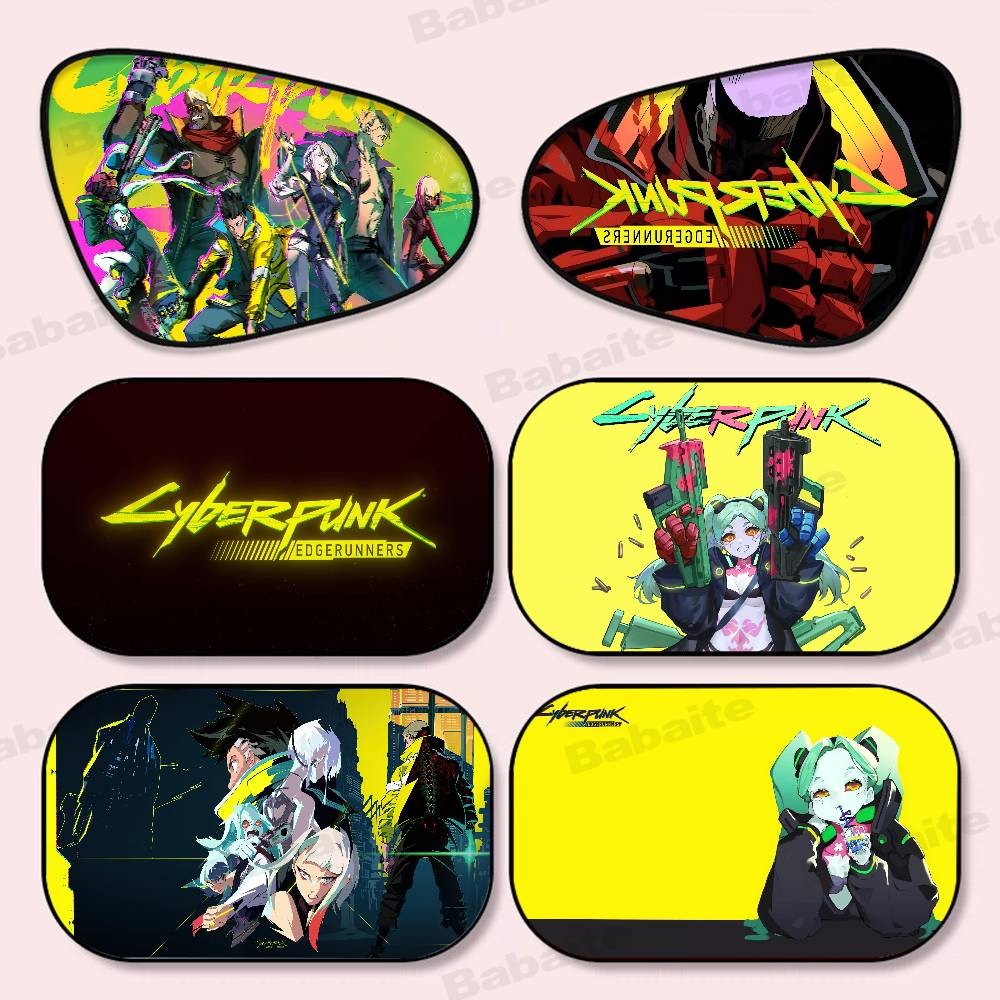 Anime C-Cyberpunk-E-Edgerunner Car Electrostatic Film Side Sunshades Windshield Auto Window Sunshade