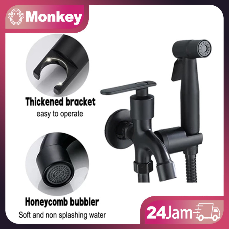 Kran Shower Kloset SUS304 Anti Karat 1 Set Lengkap | Jet Washer Toilet + Kran Cabang Stainless | Pem