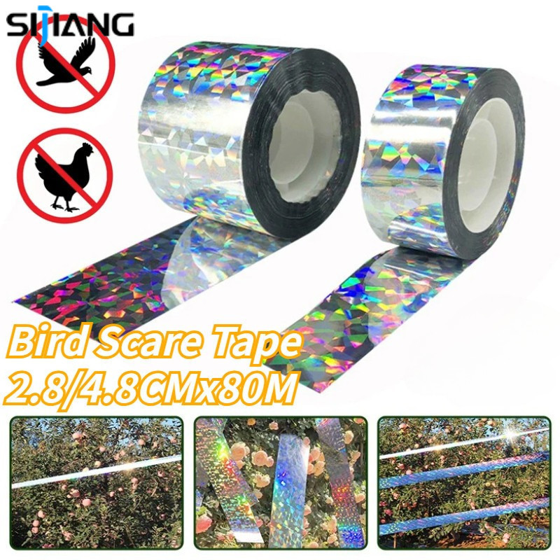 SIJIANG 80m Pita Pengusir Burung Pengusir Burung Tali Silver Pengusir Burung Pita Perak Pengusir Bur