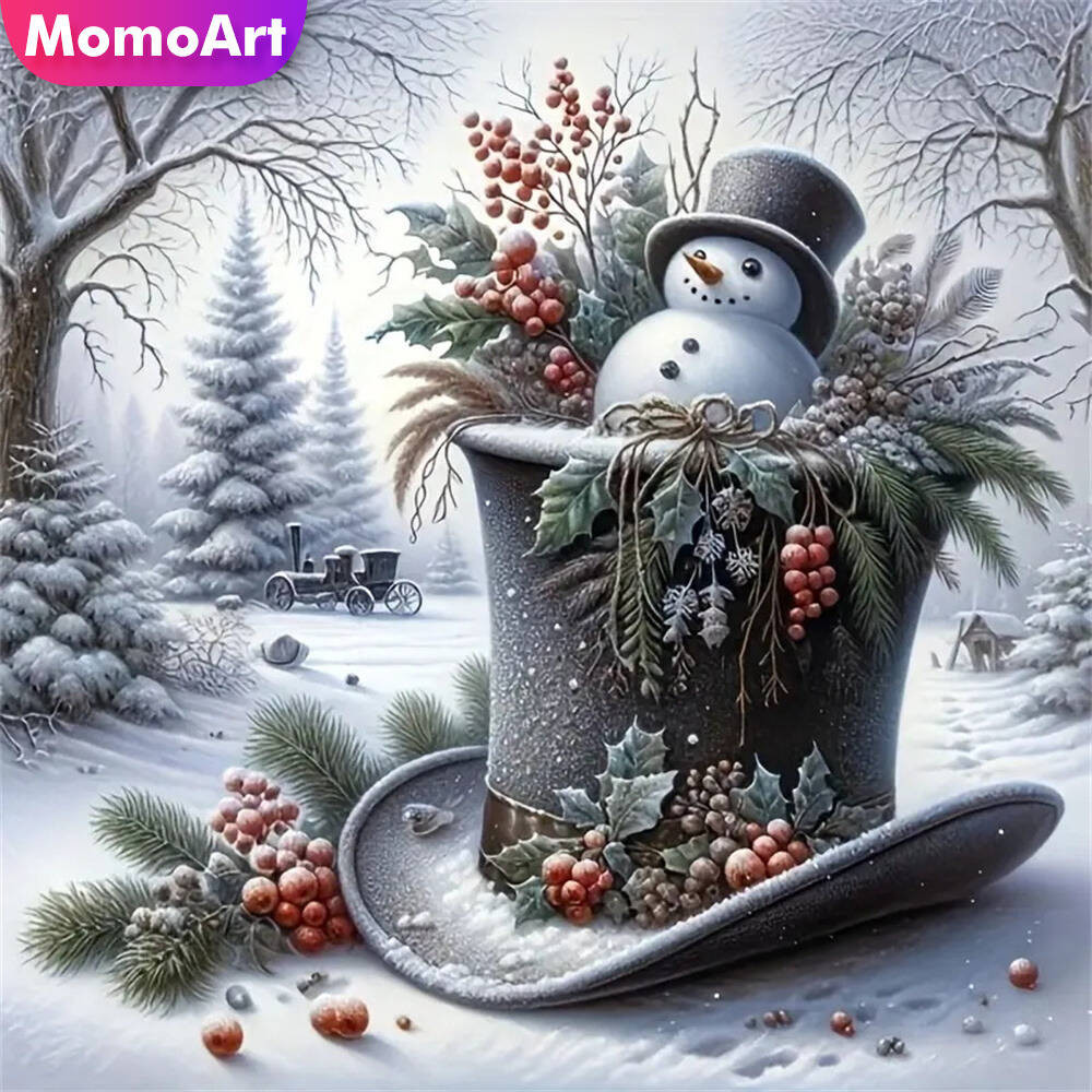 

Momoart DIY Diamond Painting Snowman New Arrival Hat Diamond Mosaic Winter Landscape Christmas Gift Pattern For Adults Beginners