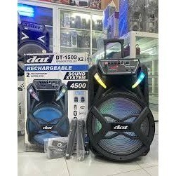 DAT Speaker Aktif Portable 15 inch DT1509 x2 / Bluetooth - 2 Mic Wireless dt 1509