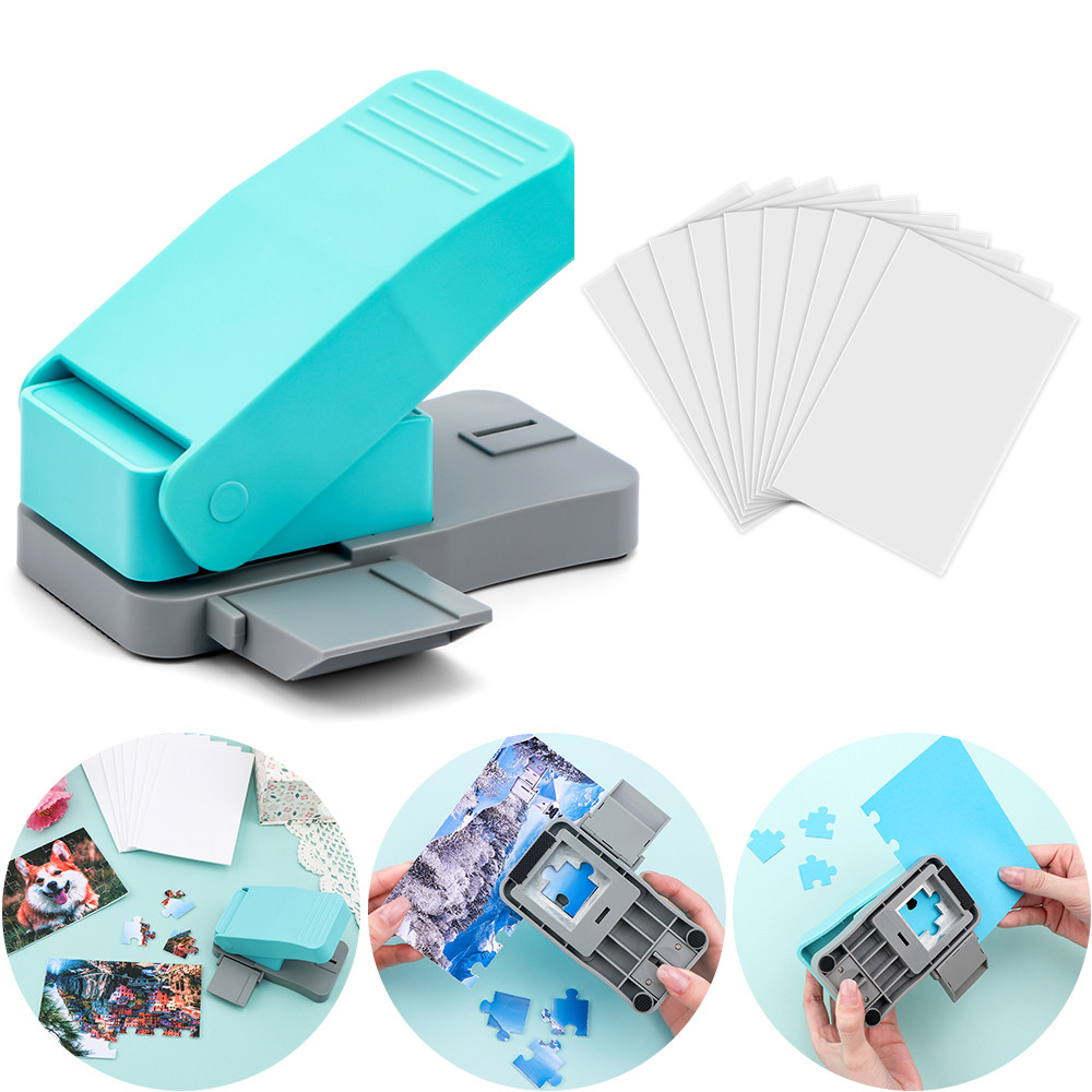 

Creative Jigsaw Punch with 10 Adhesive Foams DIY Puzzle Making Machine Photos Cutter for DIY Scrapbooking Paper Craft Tool