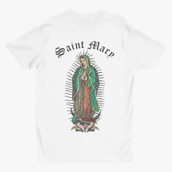 (COD) Kaos Rohani Katolik Bunda Maria Saint Mary White T-Shirt Unisex - S