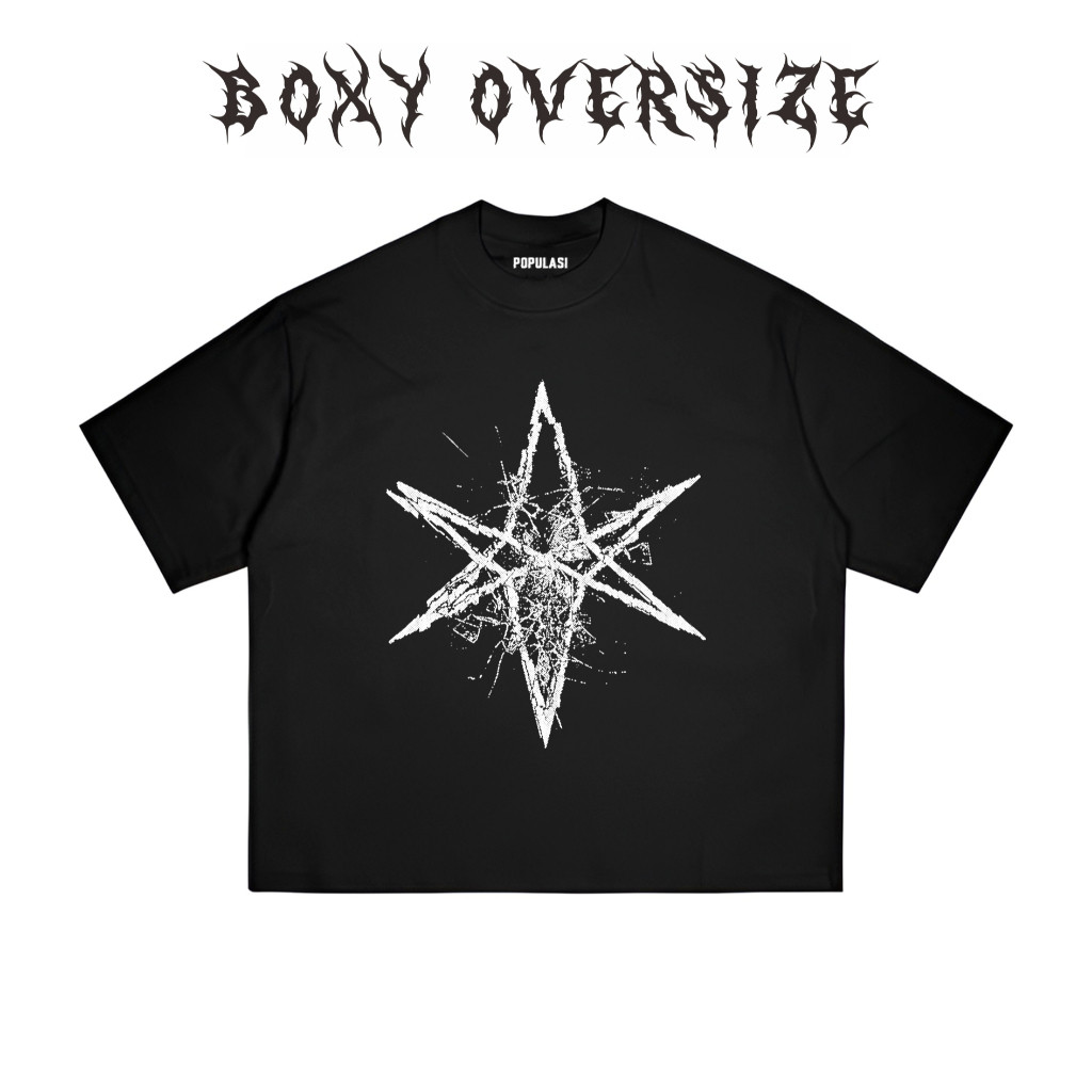 Cavenza - Tshirt Boxy Oversize bmth logo bintang Kaos Hitam Pria Wanita