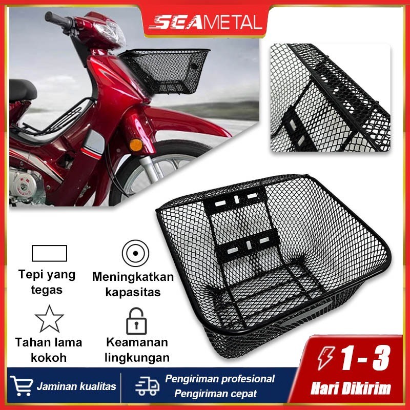 SEAMETAL Keranjang Motor Untuk Shogun Smash Wave Supra 125 Beat Mio Keranjang Bahan Logam