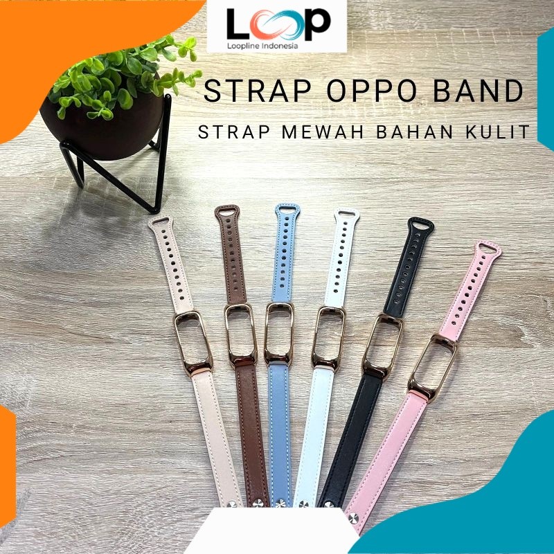 Loopline Strap Oppo Band Bahan Kulit Mewah Tali Jam Oppo Band Kulit Case Gold Warna Emas