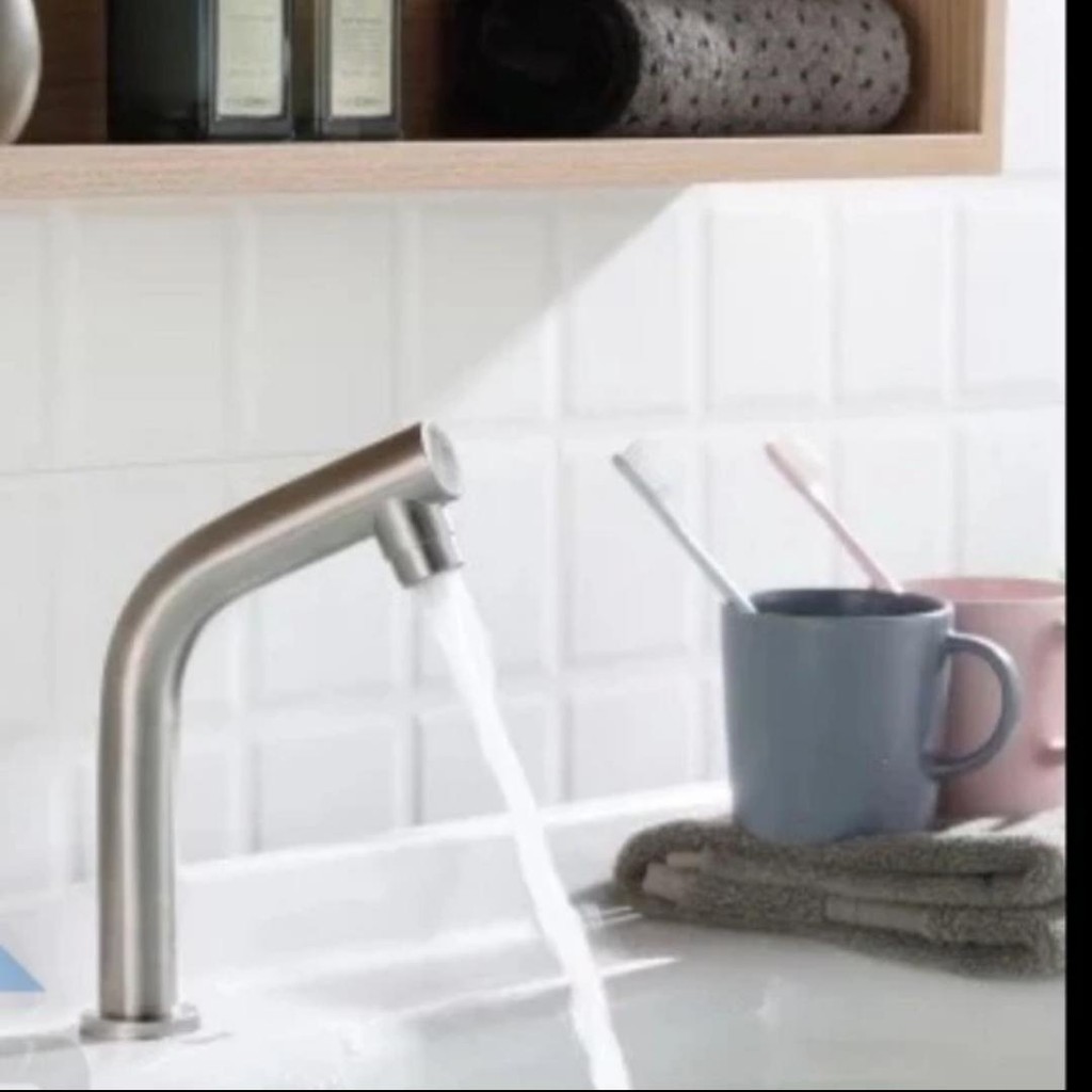 Kran wastafel tekan touch stainless keran pencet kran tekan