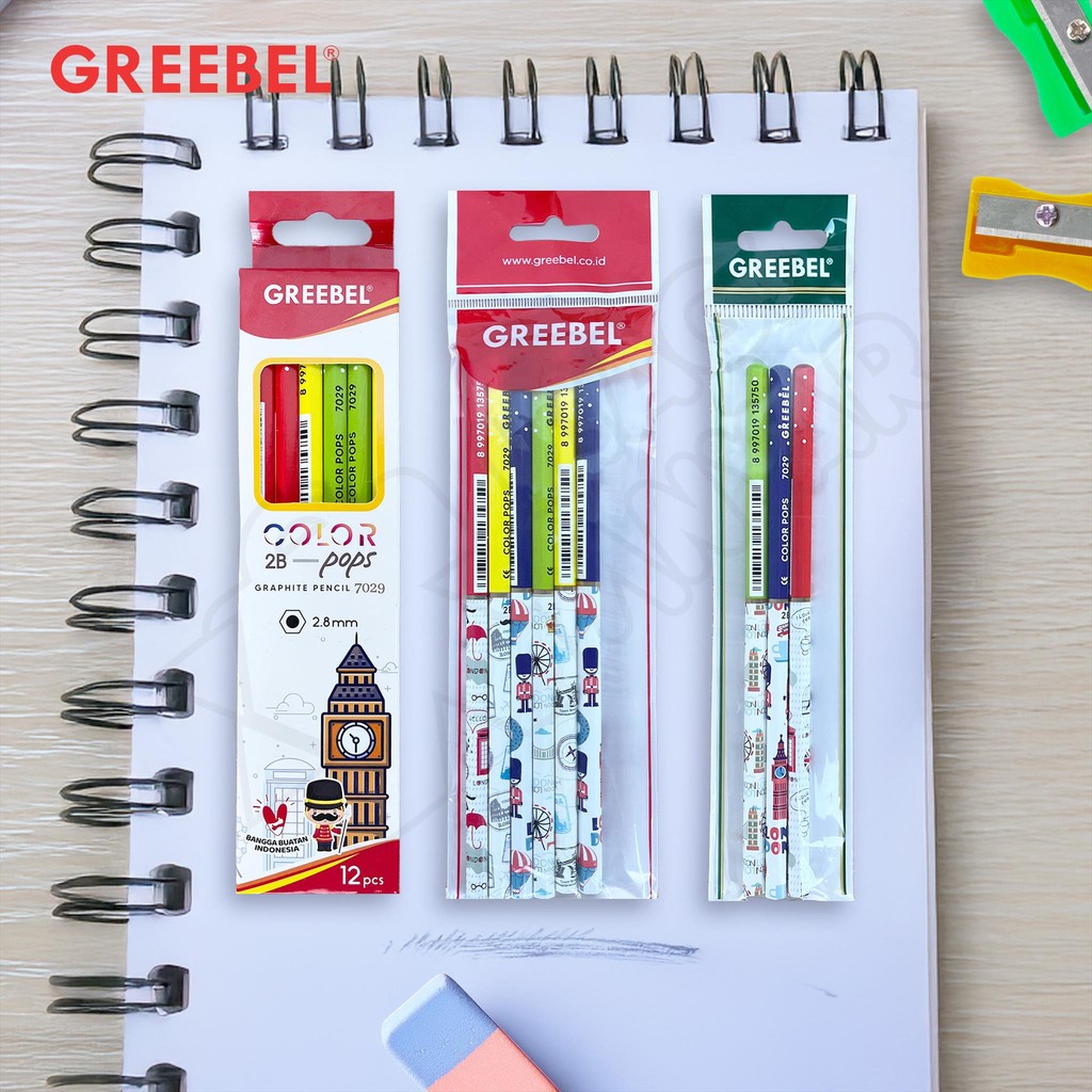 

NA GREEBEL Pensil Kayu 2B Color Pop 3 6 12 Pcs / Pensil Tulis Karakter Graphite Ujian Sekolah Pencil Gambar / Color Pops