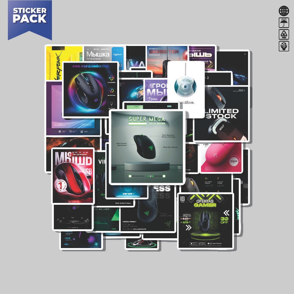 

[100PCS]Stiker Pack Stiker Poster mouse Aesthetic Vinyl Anti Air Dekorasi Sticker Laptop Buku Journal Koper Helm Casing HP Gitar Helm Skateboard