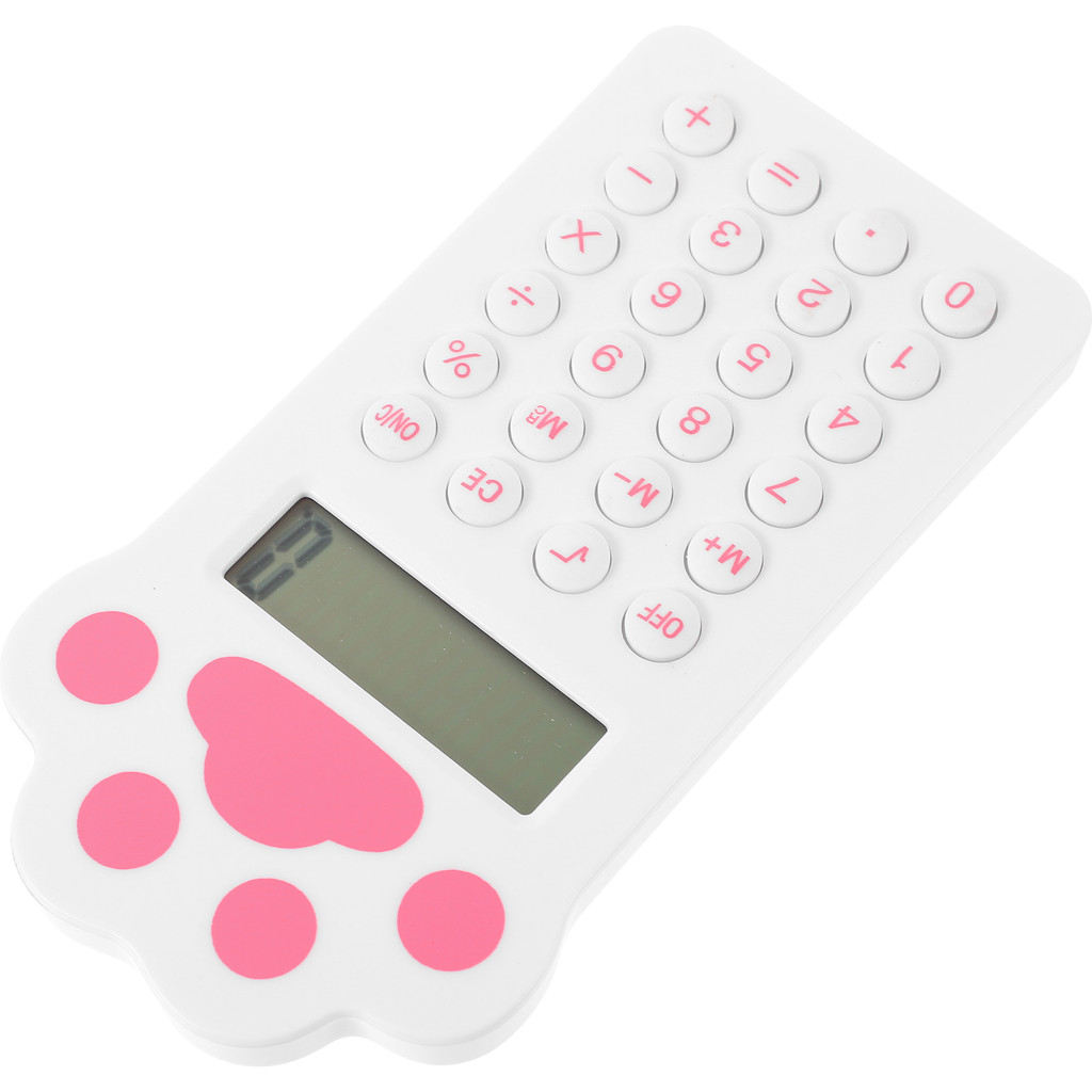 

Solar Calculator Portable Cartoon Student Gift Pocket Electronic Keychain Decorative Office School Supplies White Abs