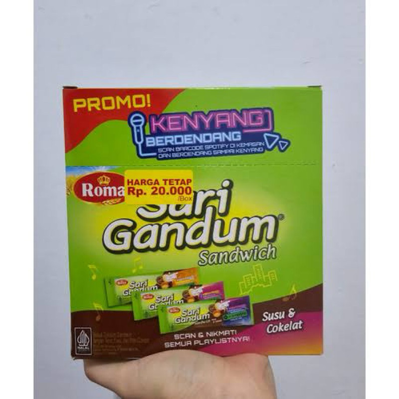 

ROMA SARI GANDUM SANDWICH SUSU & COKELAT 1 BOX ISI 12 BUNGKUS @27 GRAM