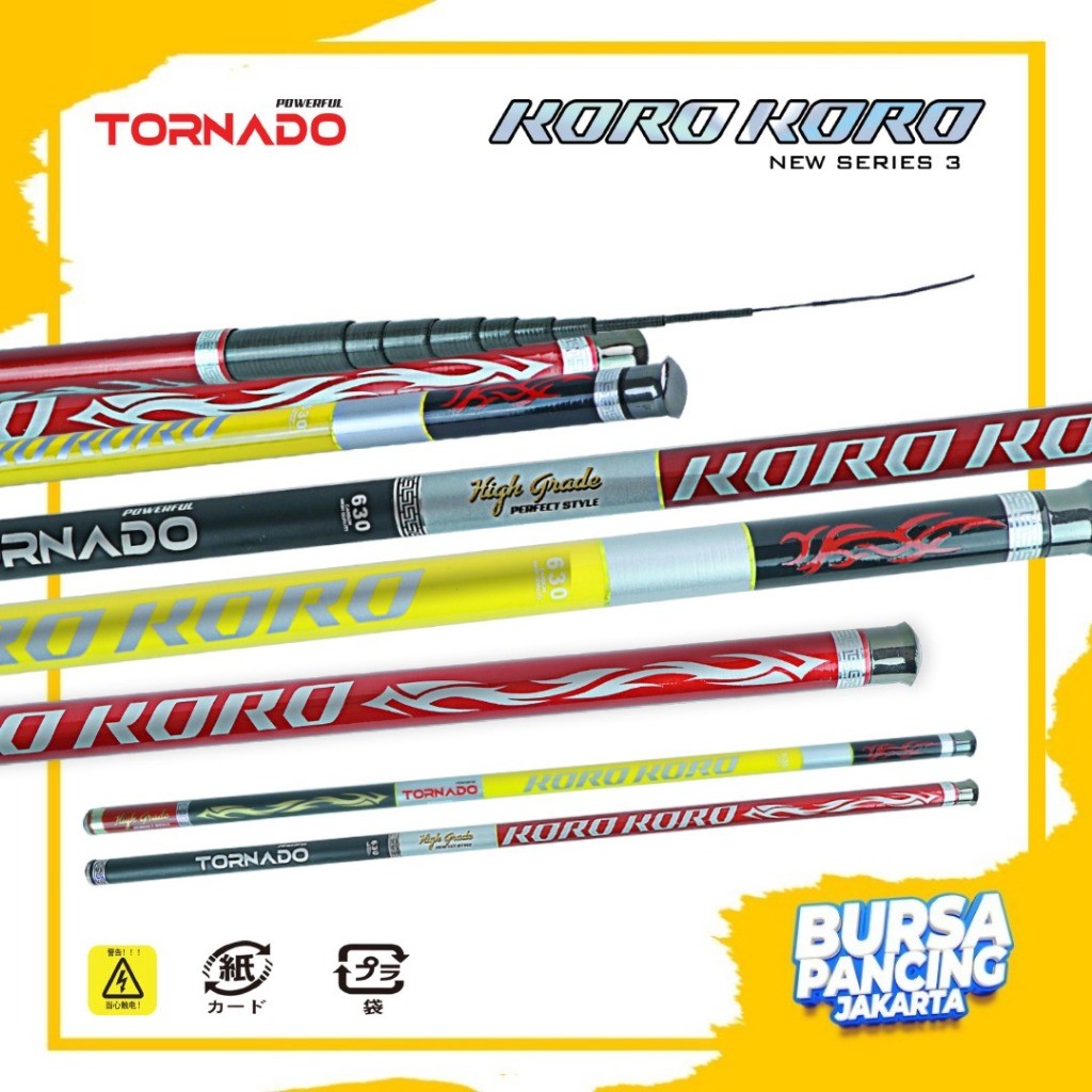 TEGEK Tornado Koro Koro 300CM - 720CM Joran Pancing Tegeg Ruas Pendek Material Carbon