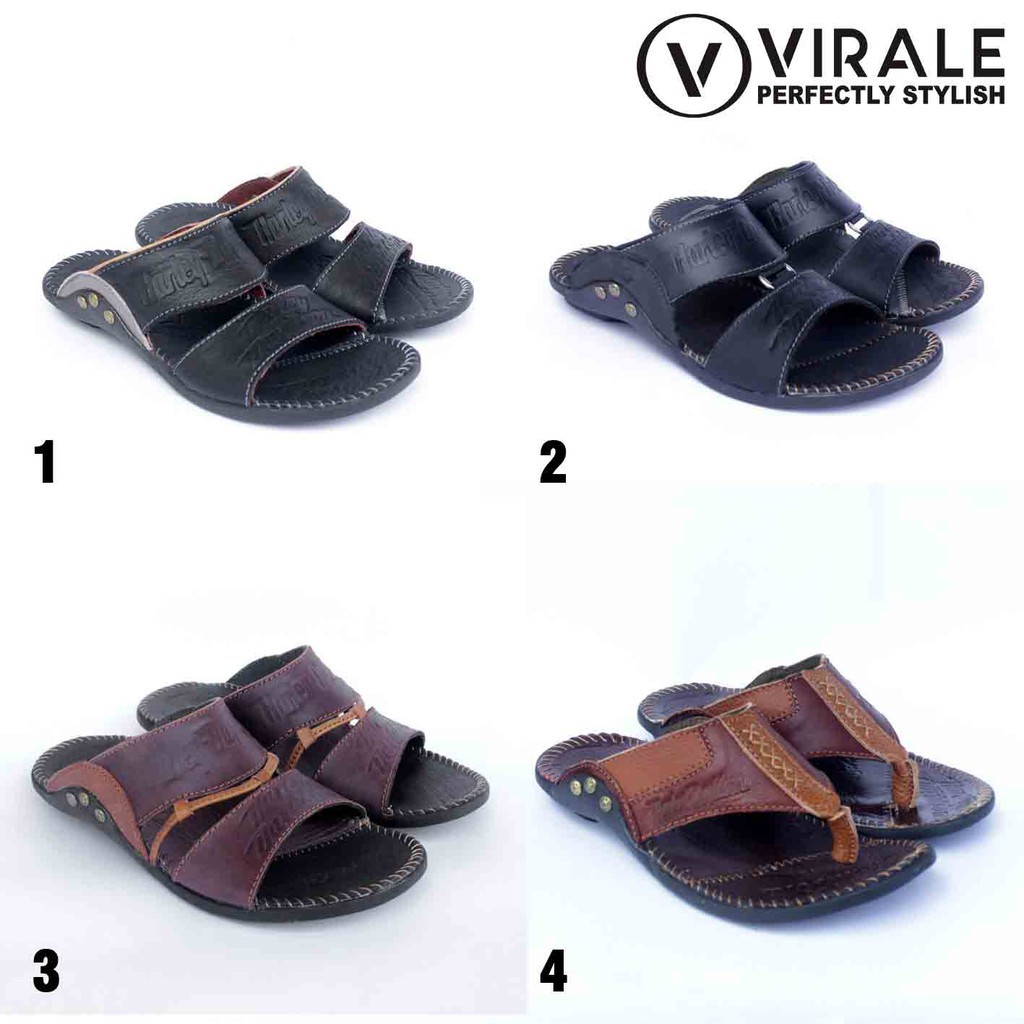 U1 Sandal Pria Kulit Asli - Sandal Selop Pria - Sandal 100% Kulit Asli