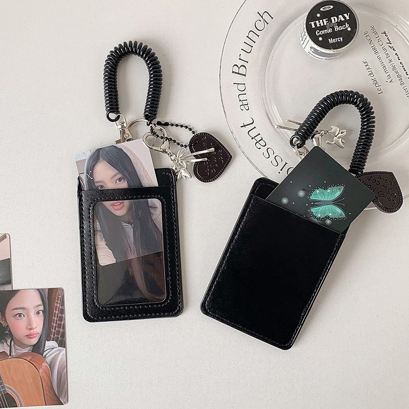 

Multi-color PU Leather ID Card Photocard Holder 3inch Photo Frame Bus Card Protective Case Y2K Keys Bag Pendant Accessories