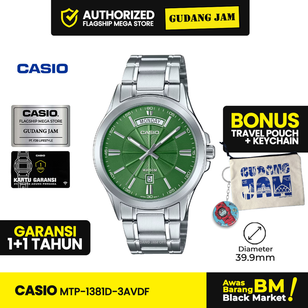 Jam Tangan Pria Casio Official Store Original MTP-1381D-3AVDF Stainless Steel