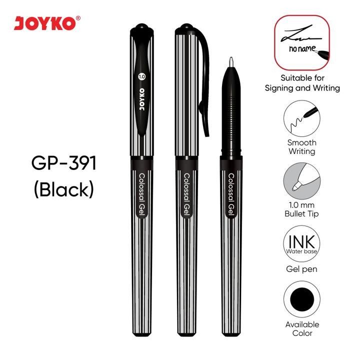 

Gel Pen Pulpen Pena Joyko GP-391 Colossal Gel 1.0 mm BLACK - Hitam by Radhiant offcial