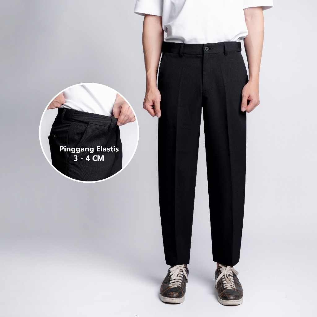 BlueButton Celana Bahan Pria Slim Fit Ankle Pants Air