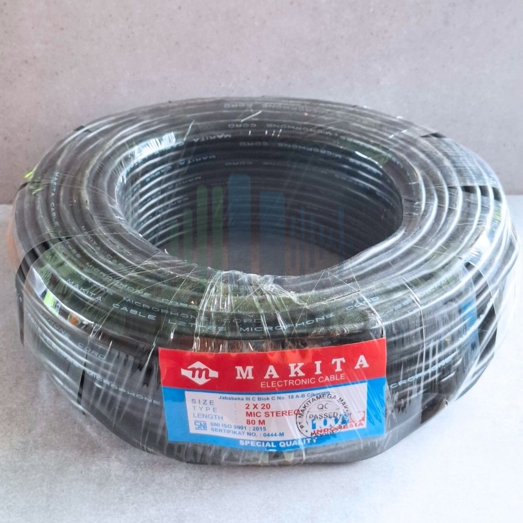 Kabel Mic Makita Hitam 2x20 Stereo | Fleksibel & Tidak Mudah Putus