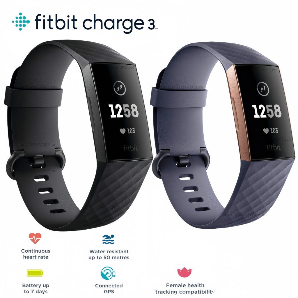 Fitbit Charge 3 Fitness Activity Tracker - Advanced Health & Fitness Tracker for Men & Women Heart R