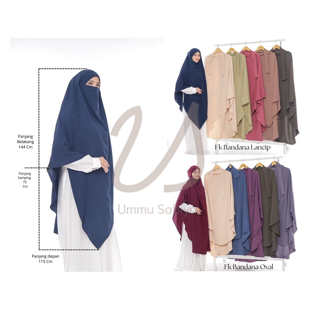Fk Antem Tali Bandana Hanif Marbella Anti UV French Khimar Pola Oval & Lancip Halus Lembut Nyaman