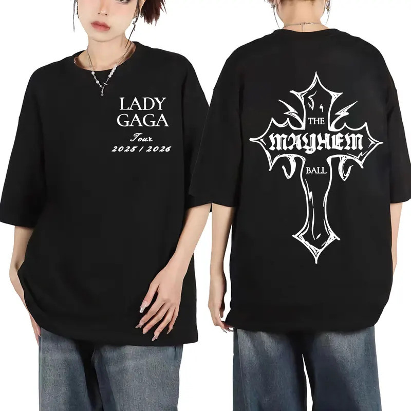 Baru Kaos Lady Gaga The Mayhem Ball Tour 2025 Pria Wanita Pakaian Fashion Rock Kaos Berkualitas Ting