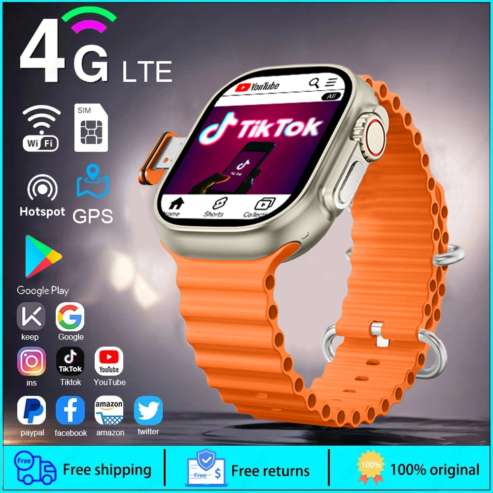【Bisa hotspot】COD SmartWatch 4G Sim Card S9 ULTRA ROM/RAM:4+64GB Jam Tangan SIM Olahraga NFC Waterpr