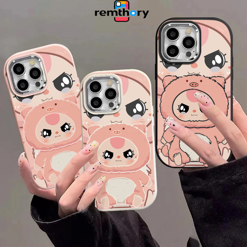 Case IPhone Kain tarik baju babi Soft Case Lucu Chubby Fashion Cocok untuk iPhone 13 11 15 12 14 16 