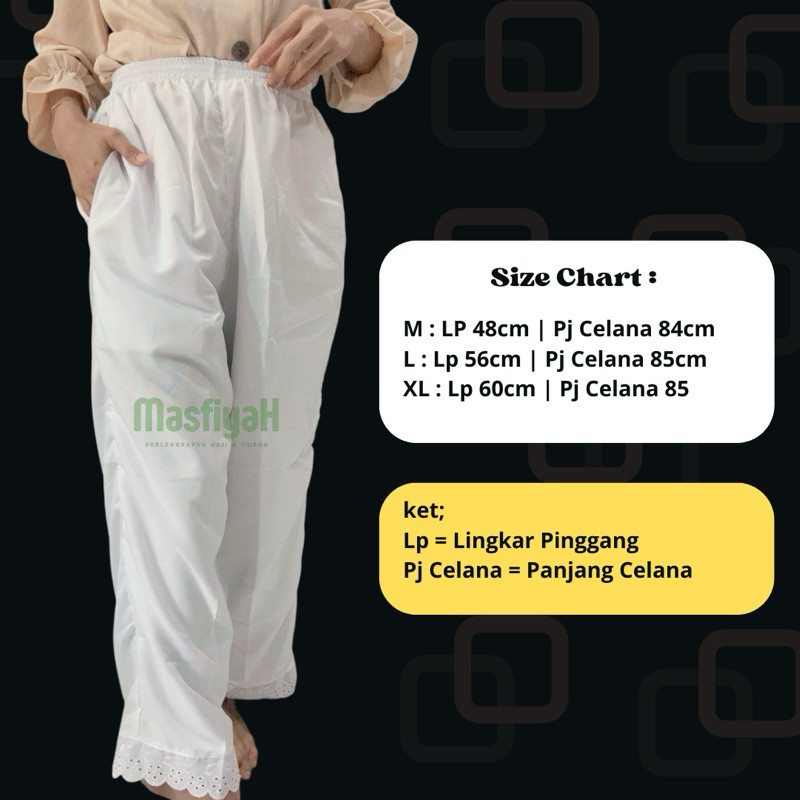 CELANA WANITA PUTIH MASFIYAH CELANA HAJI WANITA CELANA UMRAH CELANA IHRAM INNER GAMIS CELANA DALAMAN