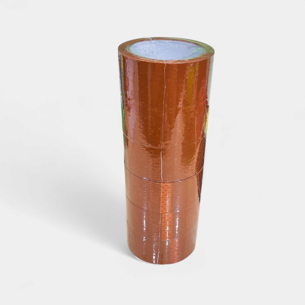 (MC8) Lakban Coklat 1 Slop 45 mm x 100 Yard Jual Lakban Coklat 1 Roll Isi 6 Pcs