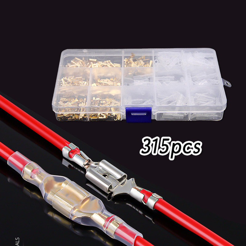 315pcs Terminal Sekun Soket Skun Kabel Gepeng Kuningan / Soket Kabel Motor Skun Konektor Kabel Mobil