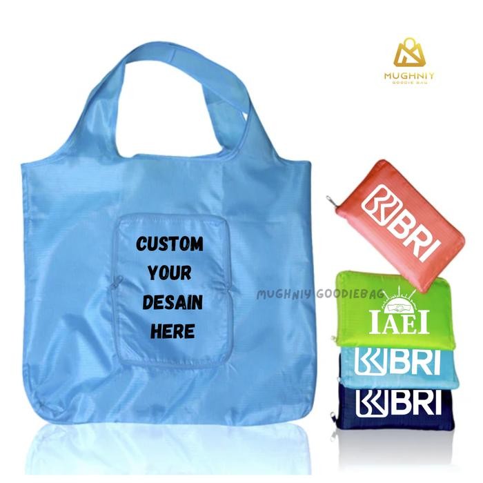 Foldable Bag Besar Bahan Parasut Tebal Premium / Tas Travel Lipat Resleting  Anti Air / Tote Bag lip