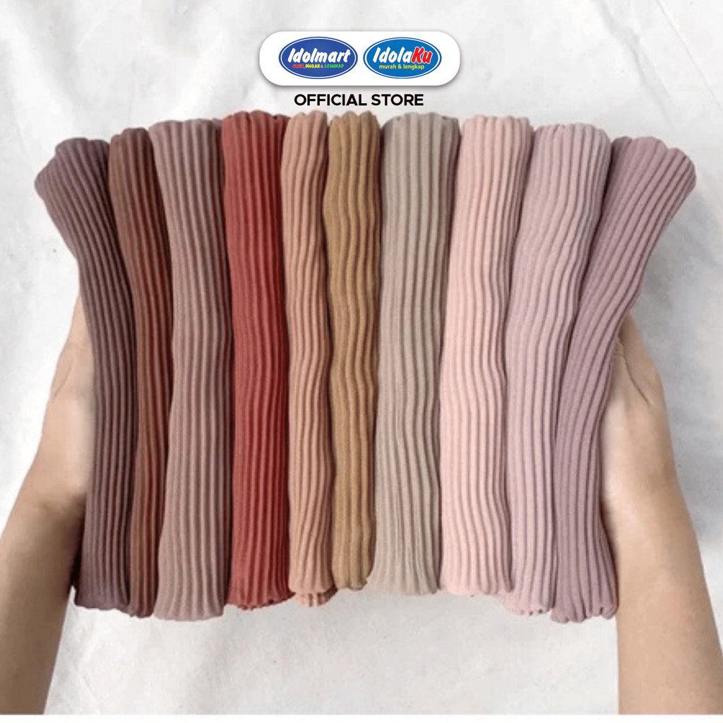 IDOLAKU Pashmina Plisket Umama Scarf Polos Lidi Hijab Modis