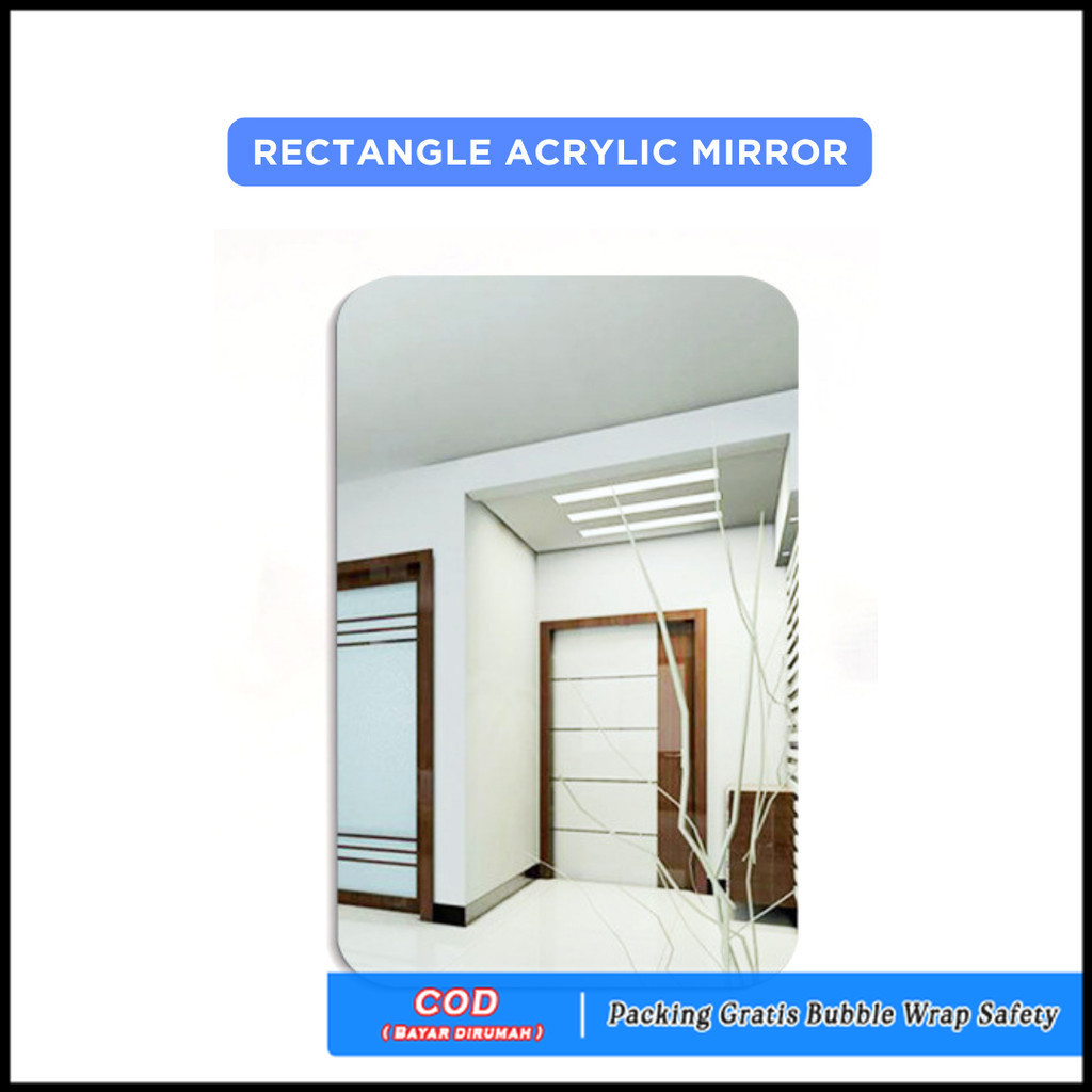 Cermin Akrilik Anti Pecah Kaca Dinding Tempel 10x15cm / Stiker Cermin dinding Akrilik Tempel Persegi