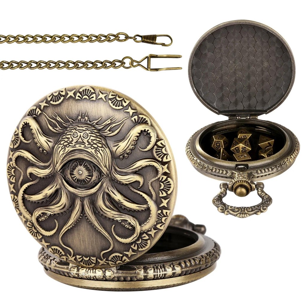 Octopus Metal ce Case Vintage Cthulhu Pocket Wat DND ce One eyed Octopus Pocket Wat box ce For role 