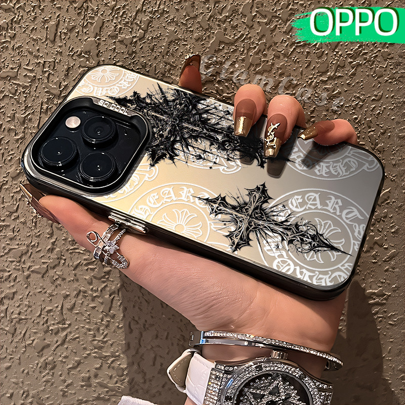 Kekinian cross Glossy Hologram PC Case OPPO A18 A57 A16 A15 A17 A60 A3x A3s A5s A54 A53 A12 A31 A58 