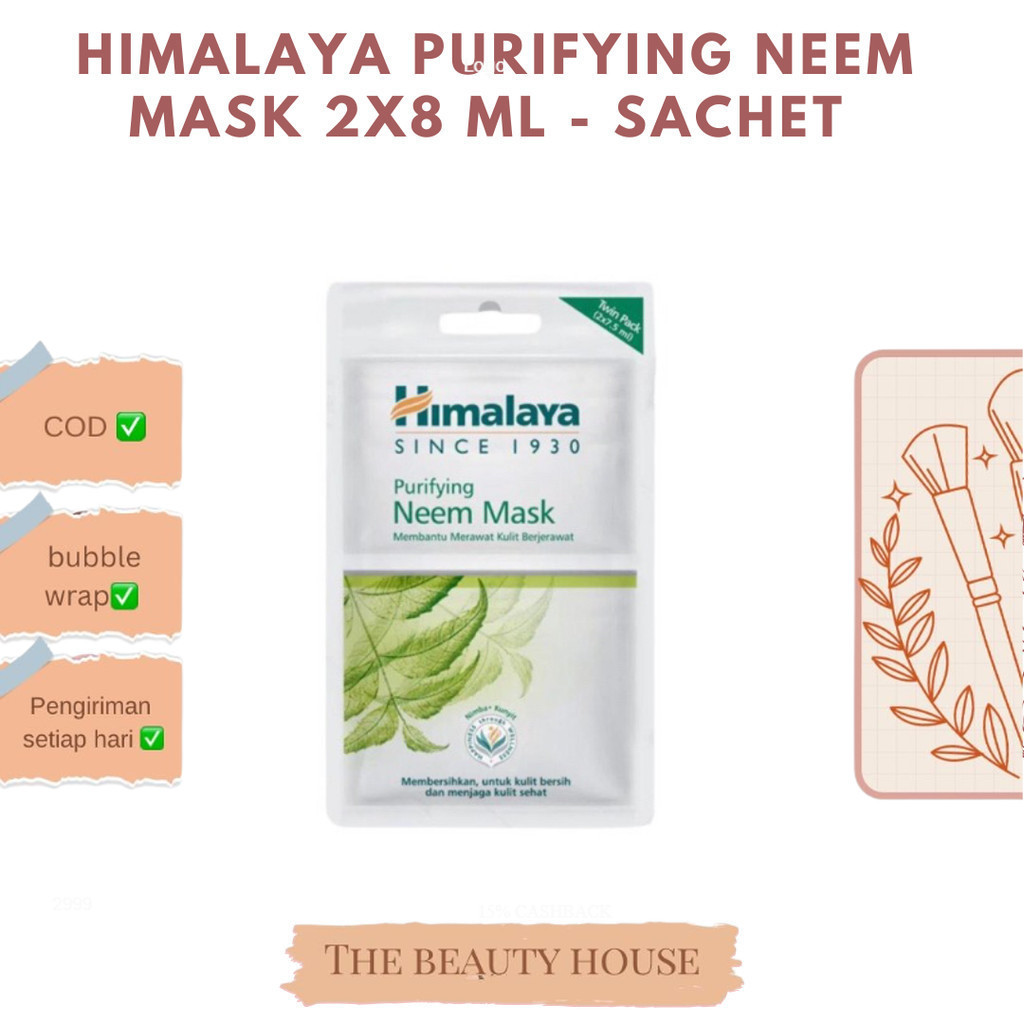 HIMALAYA PURIFYING NEEM MASK 2X8 ML - SACHET NEEM MASK BPOM
