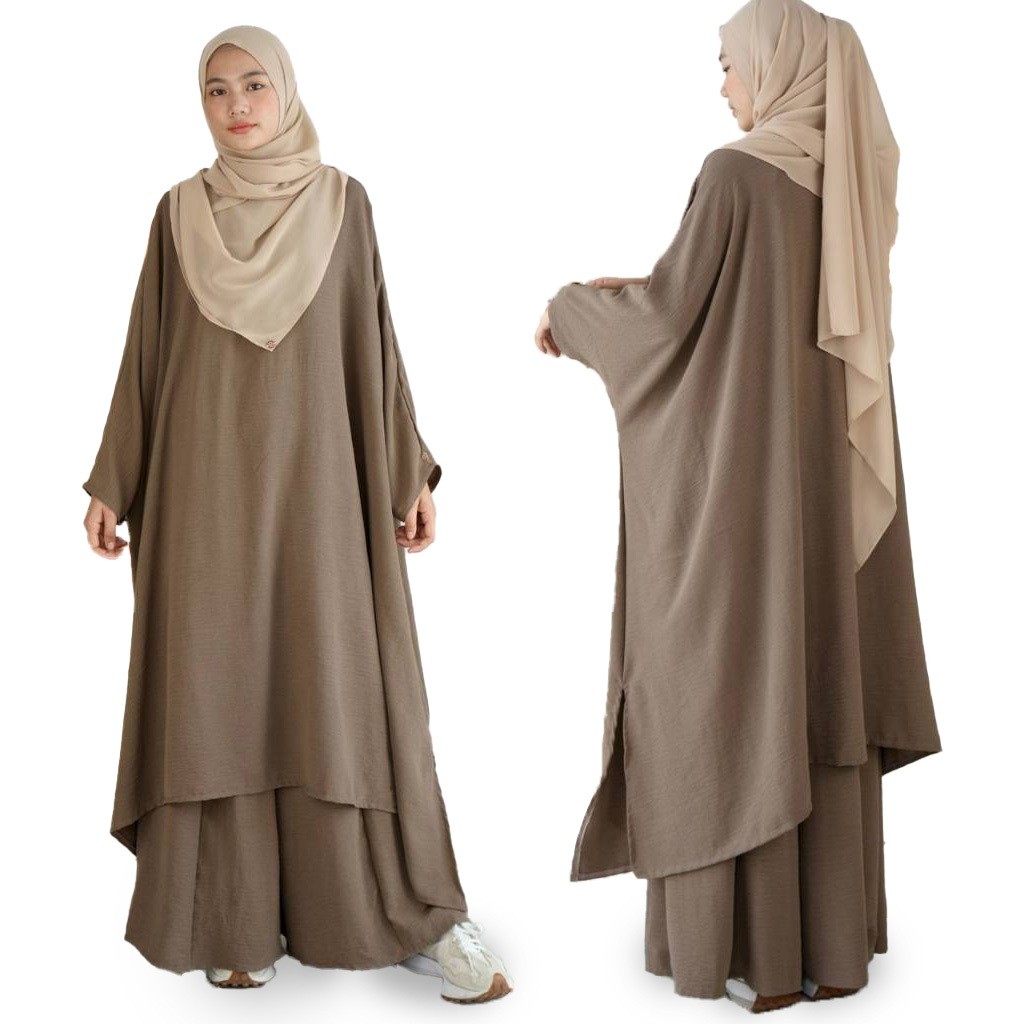 BIGMAXS Setelan Wanita - Bella Set / Tunik Oversize + Kulot Palazo / Stelan Wanita Syar'i /dres wani